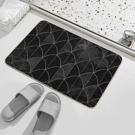 Mermaid Scales. Black And White Watercolor.  High-Traffic Bath Mat