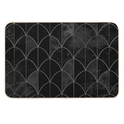 Mermaid Scales. Black And White Watercolor.  High-Traffic Bath Mat