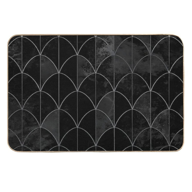 Mermaid Scales. Black And White Watercolor.  High-Traffic Bath Mat