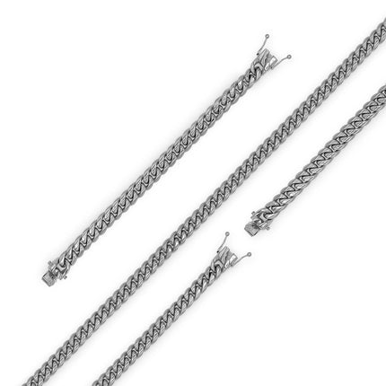 Silver Cuban Link Chain Necklace 30" Bracelet 8.5" Stainless Steel Set For Men