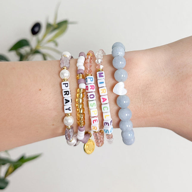 Pray Pearl Letter Bracelet
