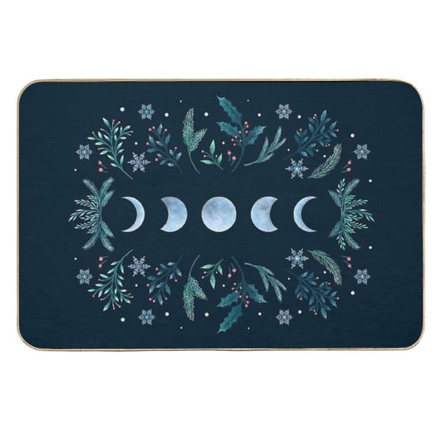 Moonlit Garden-Teal Snow  Dirt-Trapping Bath Mat