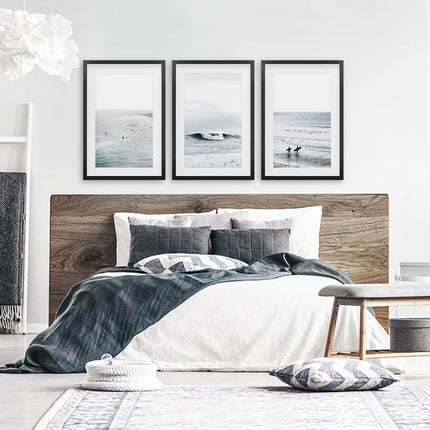 Navy Blue Surfing Wall Art. Set of 3 Prints