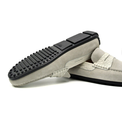 MONZA Sueded Calfskin with Crocodile Driver, White