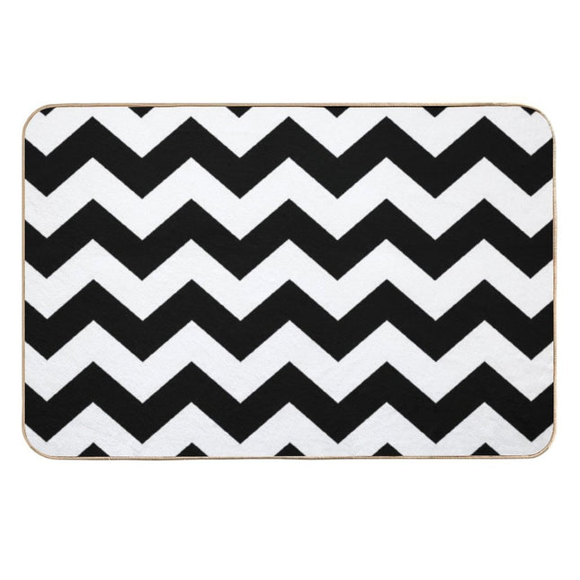 Black And White ZIG-ZAG  Easy To Clean Bath Mat