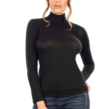 EGI Exclusive Collections Women's Modal Cashmere Blend Mock Neck Long Sleeves Top. Proudly Made in Italy (5249)