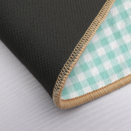 Aqua Gingham Checkered Pattern Design  High-Traffic Bath Mat