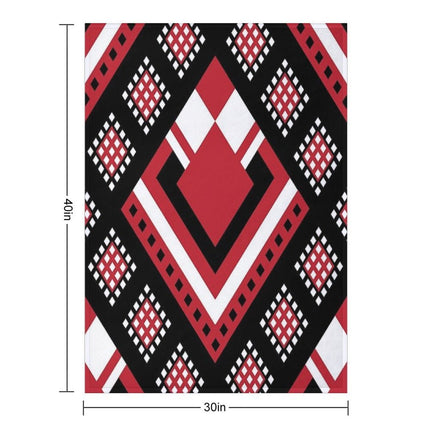 Modified Traditional Retso Pattern- Zimbabwe (Red, White And Black) Throw Blanket