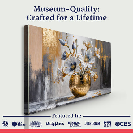 Magnolia Bloom in Gold Abstract Wall Art