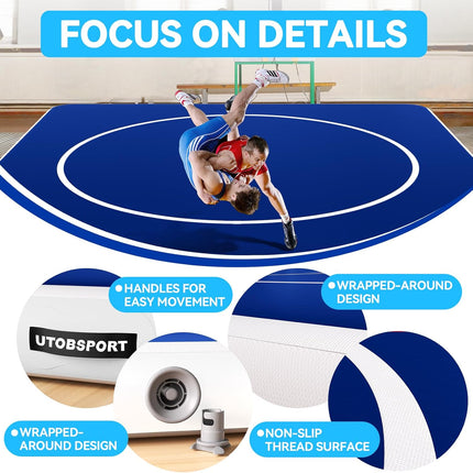 Inflatable Wrestling Mat, 10ft/ 13ft/ 16.5ft Jiu Jitsu Mats, PVC Landing Training Mat Foldable for Home Gym BJJ, MMA, Martial Art, Boxing, Grappling and Judo