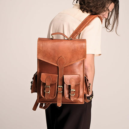 Vintage Leather Backpack Rucksack