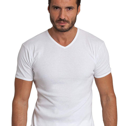 BASIC COTTON Free Spirit Premium Quality 100% Cotton Men's V - Neck T-Shirt. Proudly Made in Italy (905)