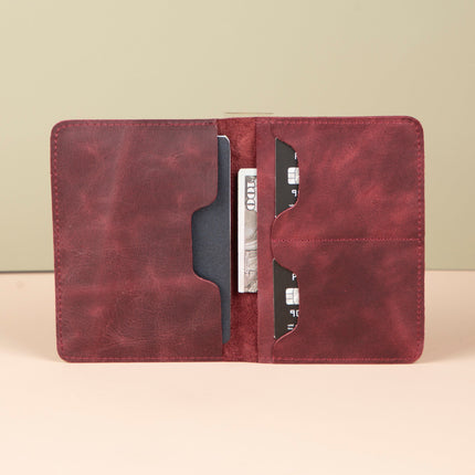 Leather Passport Holder - Burgundy - Milan
