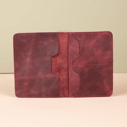 Leather Passport Holder - Burgundy - Milan