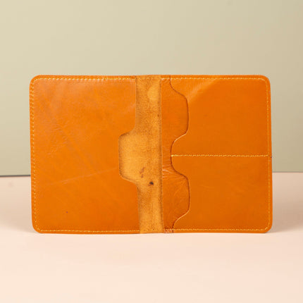 Leather Passport Holder - Orange Brown - Milan