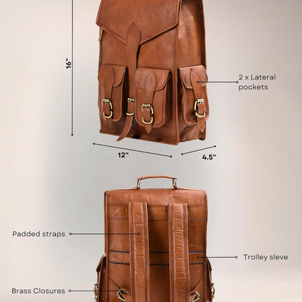 Vintage Leather Backpack Rucksack