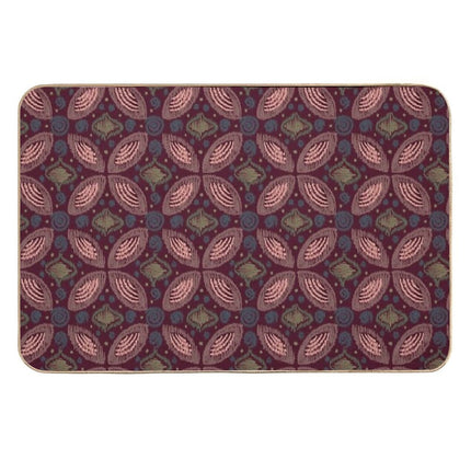 Textured Ikat Floral Swirl  Earth-Toned Abstract Ethnic Pattern  Rapid-Drying Bath Mat