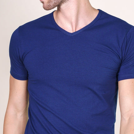 BASIC COTTON Free Spirit Premium Quality Cotton Men's V - Neck T-Shirt Proudly Made in Italy (985)
