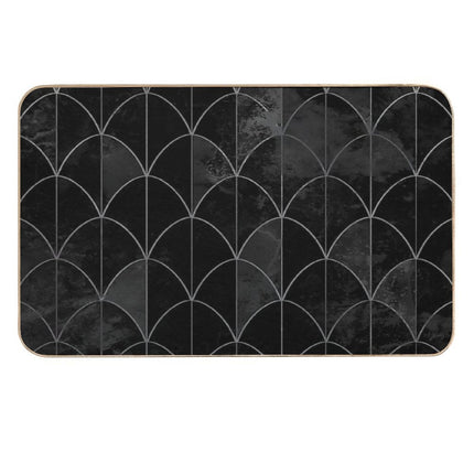 Mermaid Scales. Black And White Watercolor.  High-Traffic Bath Mat