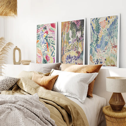 Japanese Garden Set of 3 Posters. Abstract Eclectic Art