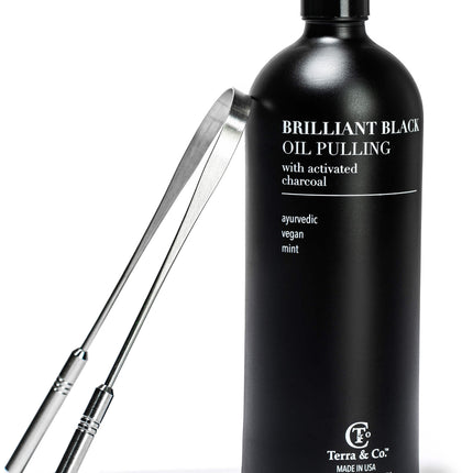 Charcoal Oil Pulling + Stainless Steel Tongue Scraper Bundle