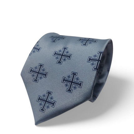 Blue Jerusalem Cross Necktie with White Accents
