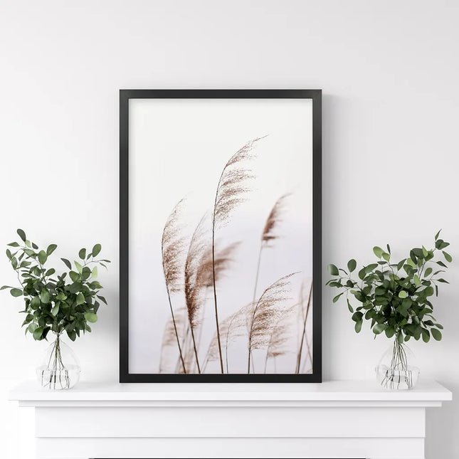 Beige Dried Grass Print. Summer Field