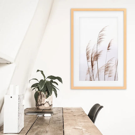 Beige Dried Grass Print. Summer Field