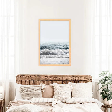 Minimalist Ocean Wall Art Print. Blue Waves, Foam