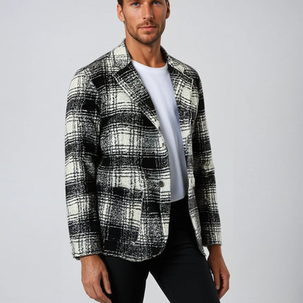 Boiled Wool Plaid Blazer