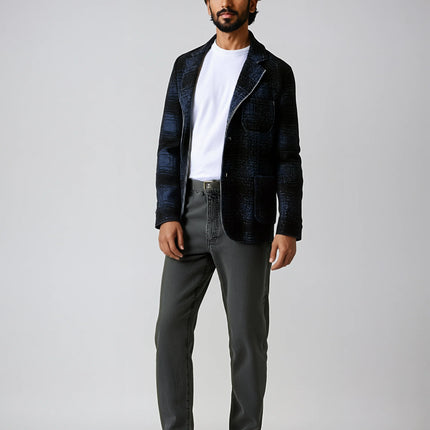 Boiled Wool Plaid Blazer