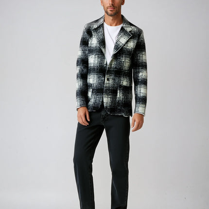 Boiled Wool Plaid Blazer