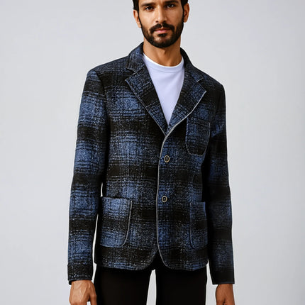 Boiled Wool Plaid Blazer