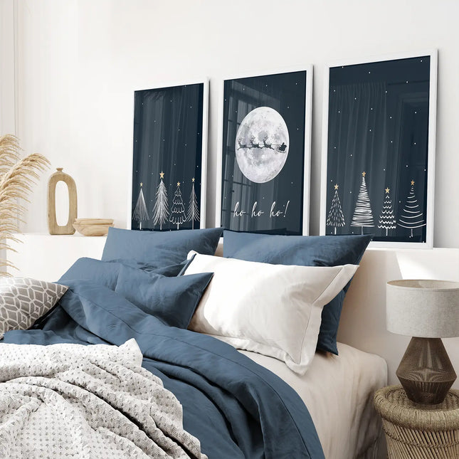 Winter Nordic Landscape Xmas Set of 3 Prints