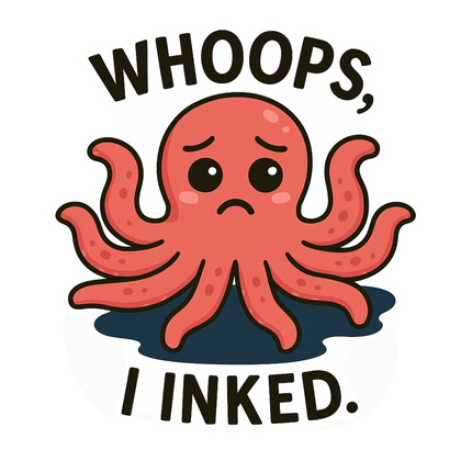 "Whoops, I Inked" Funny Sarcastic Cute Octopus Sticker
