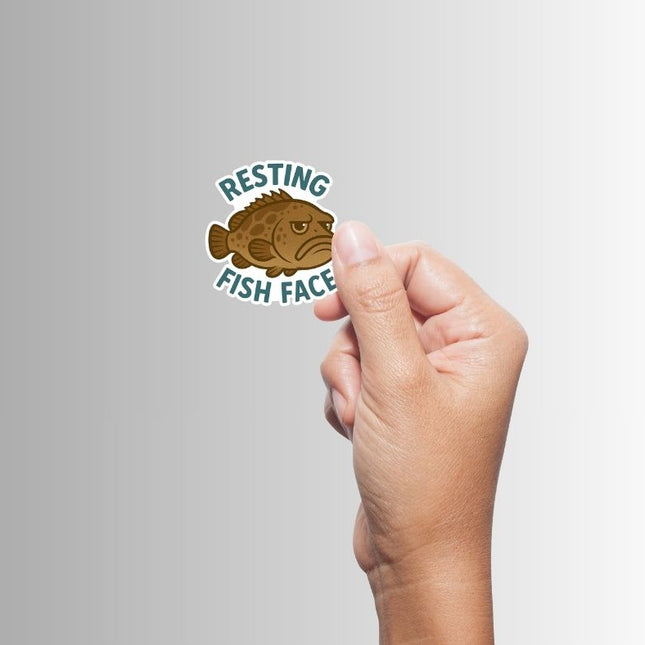 "Resting Fish Face" Funny Sarcastic Grouper Fish Sticker