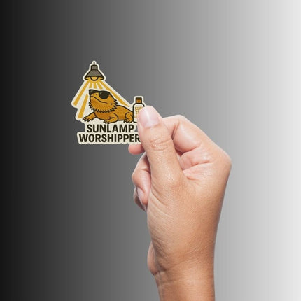 "Sunlamp Worshipper" Funny Bearded Dragon Lizard Sticker