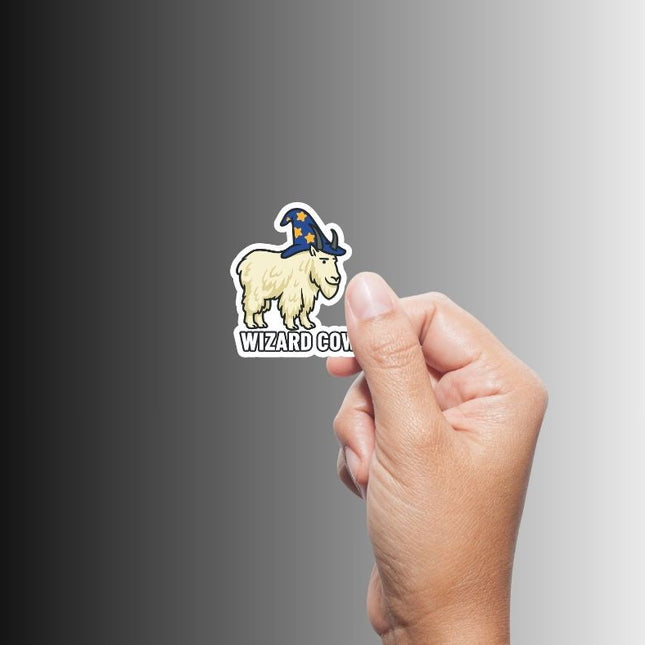 "WIZARD COW" Cute Funny Mountain Goat Wizard Sticker