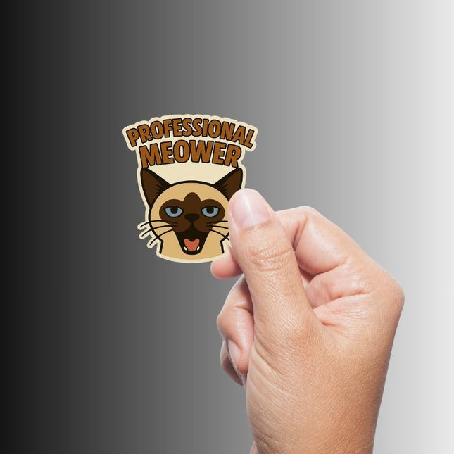 "Professional Meower" Funny Sarcastic Siamese Cat Sticker
