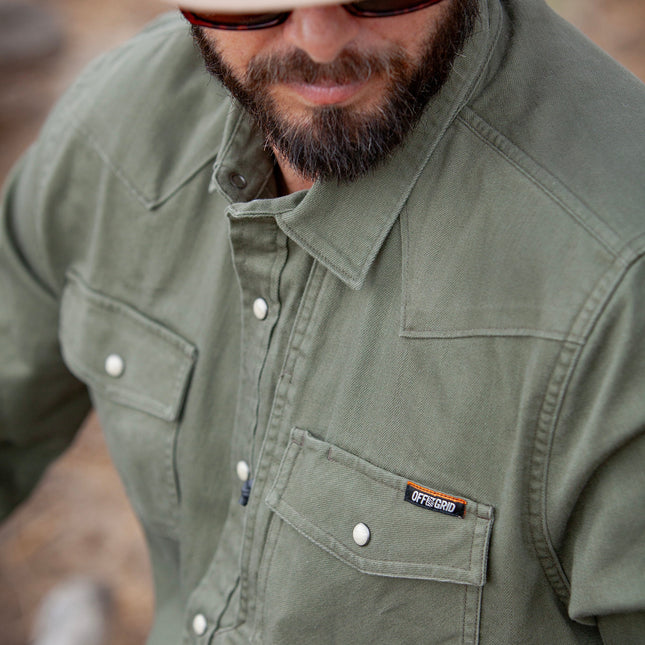 Earl Denim Shirt - Dusty Olive