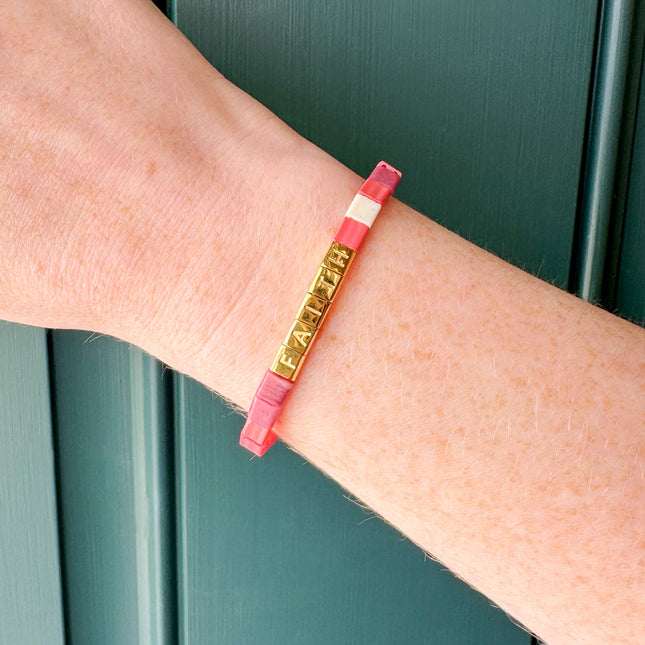 Faith Tile Letter Bracelet