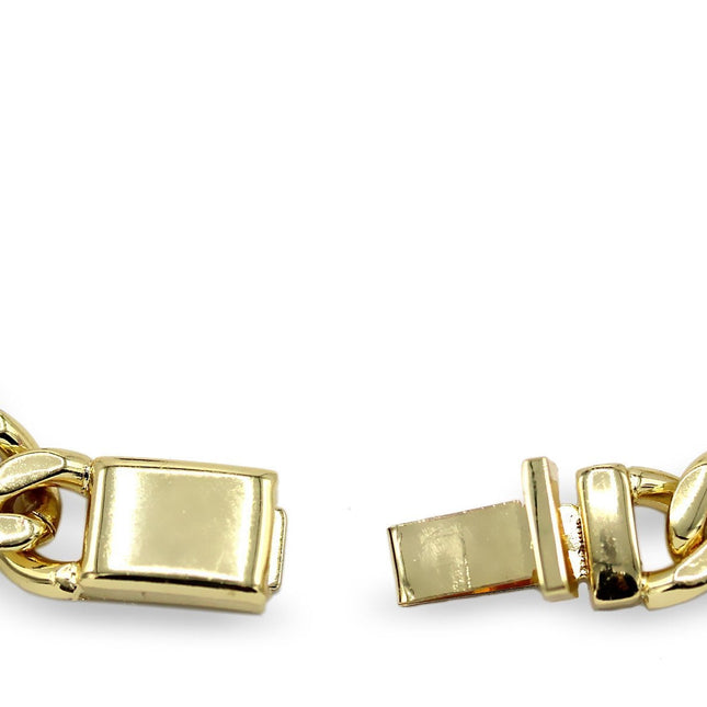 Miami Cuban Link Chain Bracelet 18k Gold Plated Stainless Steel Men Jewelry