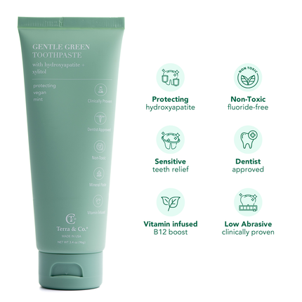 Gentle Green™ Sensitive Toothpaste with Hydroxyapatite & B12 (Fluoride-Free, Natural Enamel Support & Sensitive Teeth Relief)