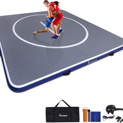 Inflatable Wrestling Mat, 10ft/ 13ft/ 16.5ft Jiu Jitsu Mats, PVC Landing Training Mat Foldable for Home Gym BJJ, MMA, Martial Art, Boxing, Grappling and Judo
