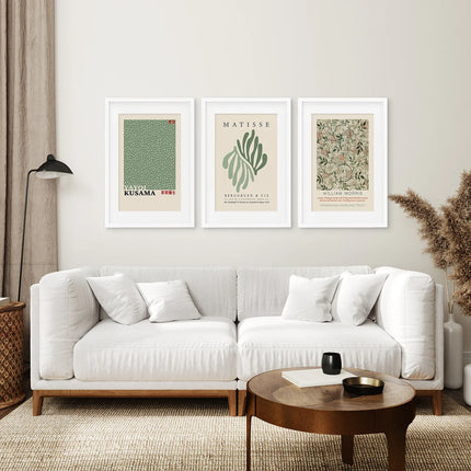 Yayoi Kusama Sage Green Print Set of 3