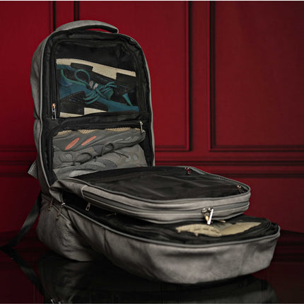 Grey Tumbled Leather Signature Bag Set (Signature Backpack and Duffle Bag)