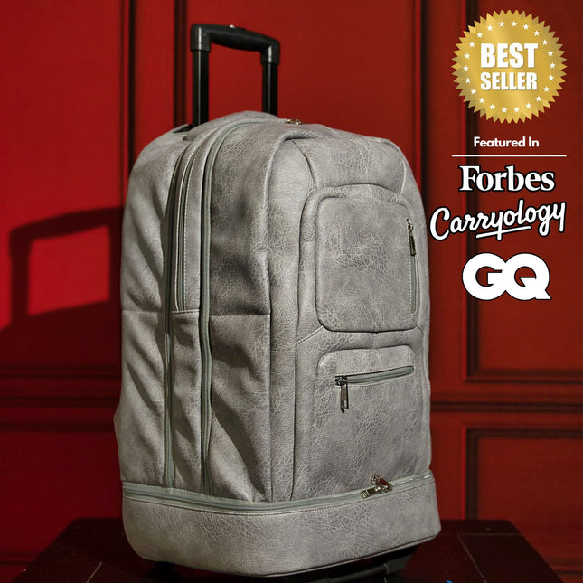 Grey Leather Carry-On Roller Bag (Only 150 Made)