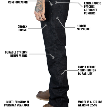 Hideout Denim Taper Fit Pants - Black