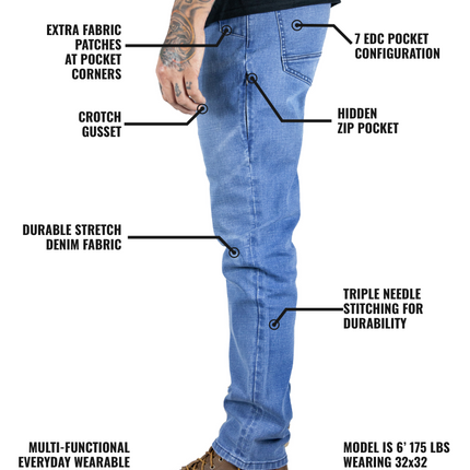 Hideout Denim Taper Fit Pants - Vintage Wash