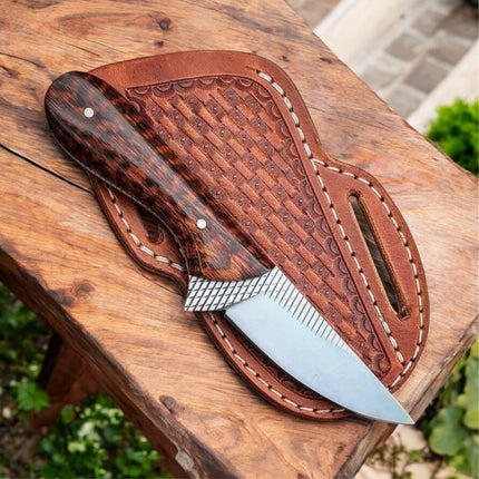 Handcrafted Western Knife – 9" Snake Wood Handle with Leather Sheath